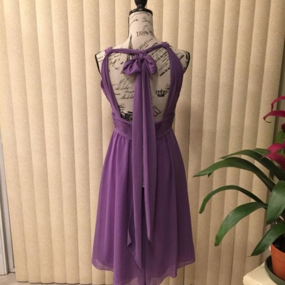 *FINAL PRICE* Iris Purple Chiffon Cute Open Back Short Party Dress Size 10 - Picture 2 of 9